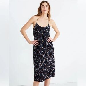 Madewell Black Floral Midi Dress